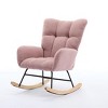 ROOMTEC Modern Upholstered Accent Rocking Chair with Side Pocket, High Backrest Rocker Glider Chair, Armchair with Solid Wood Legs - 2 of 4