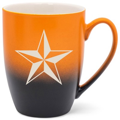 100 North Orange and Black Two Toned Ombre, 10 Ounce, Comfortably Fits Your Hands, Ceramic Tea Coffee Cup Mug, Nautical North Star