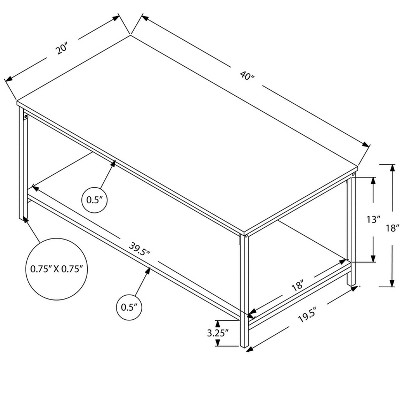 Sleek White and Silver Rectangular Metal Coffee Table, 40" L