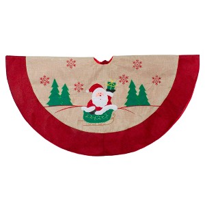 Northlight Santa Claus in Sleigh Embroidered Christmas Tree Skirt - 36" - 1 of 4