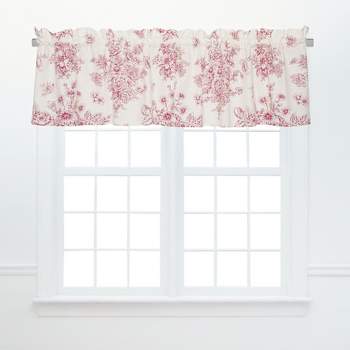 C&F Home Nelly Red Toile Cotton Valance Window Treatment Set Of 2