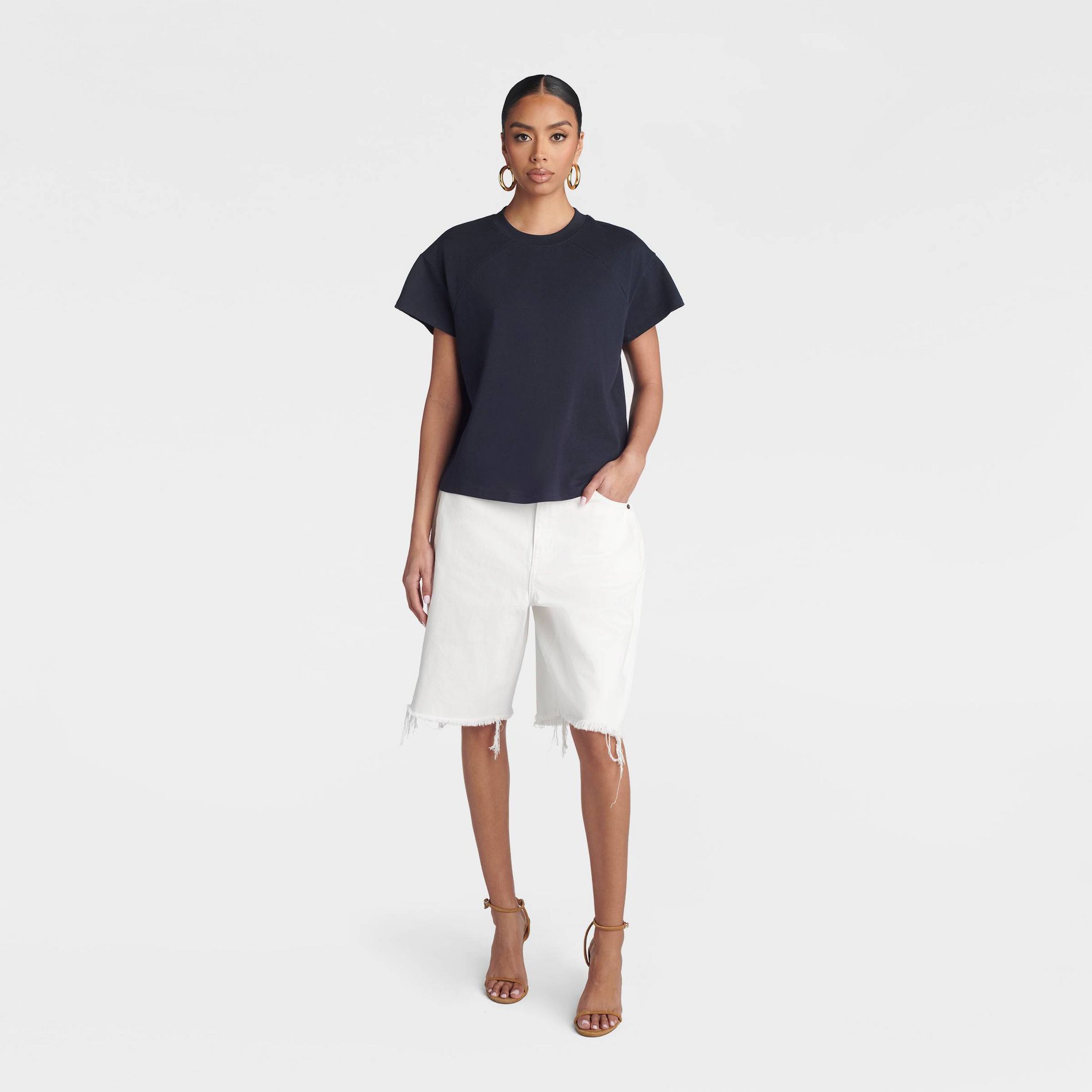 KBB by KAHLANA Women's Short Sleeve 'The Baseball T-Shirt' - Navy Blue