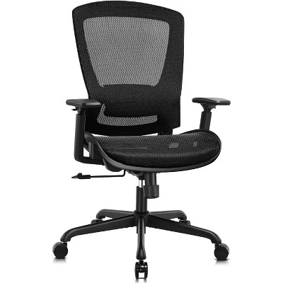 Black Mesh Office Chair - Adjustable Lumbar Support & Armrests : Target