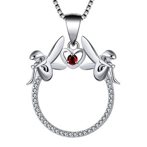 Fairy Heart Sterling Silver Red Cz Pendant Chain Necklace Women Whimsical Ginger Lyne Collection - 1 of 4