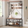 Hall Tree Storage Bench Farmhouse Coat Rack Shoe Bench Entryway Large Shoe Rack w/ Storage - 3 of 4