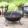 Sunnydaze Outdoor Camping or Backyard Steel Victorian Fire Pit Bowl with Handles and Spark Screen - 25" - Black - 2 of 4