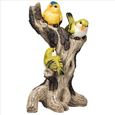 Hand-Painted Yellow Warblers Resin Garden Statue, 16.5 Inches