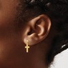 Black Bow Jewelry Small Satin and Diamond Cut Cross Dangle Post Earrings in 14k Gold - 3 of 4