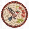 Earth Rugs Wildlife Hummingbird Round Coaster – 7"x7" Braided Jute with Hand-Stenciled Hummingbird, Rustic Nature Design - 2 of 3