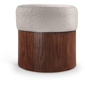Meridian Furniture,Nimes Velour Fur Fabric Ottoman/Stool - 1 of 4