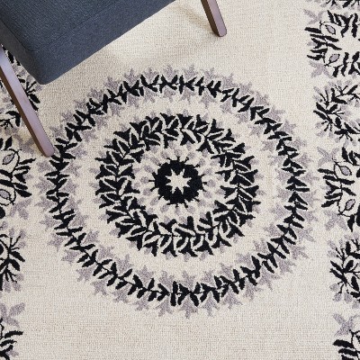 Empire Black and Ivory Hand-Tufted Wool Area Rug