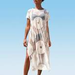 Women's Embroidery Mesh Ankle length Cover Up - Cupshe -Off-White