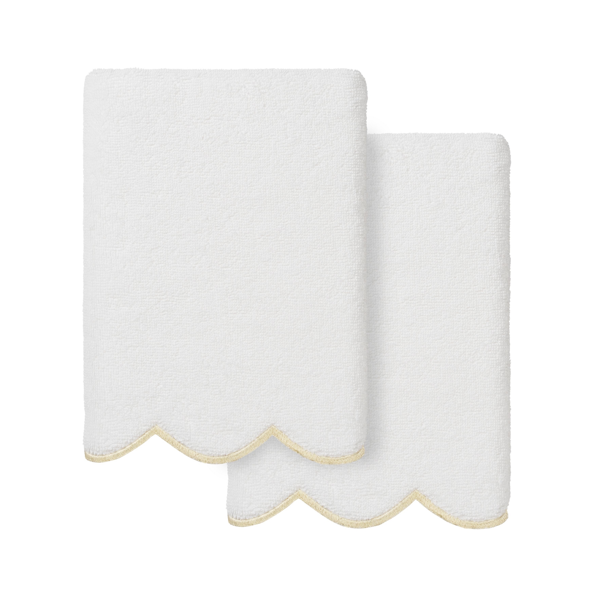 Linum Home Textiles 100% Turkish Cotton ADORNIA Scallop Towel Collection-Beige-2 Pcs Hand Towel
