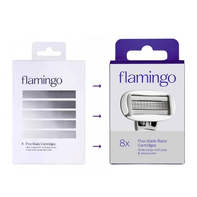 Flamingo Women's 8ct Five-Blade Razor Cartridges with Aloe & Shea Butter