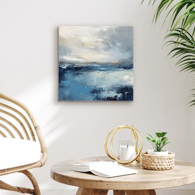 Americanflat 16x16 Canvas Wall Art Featuring Blue, Grey and Neutral Tones - Gallery Wrap - Landscape Wall Art
