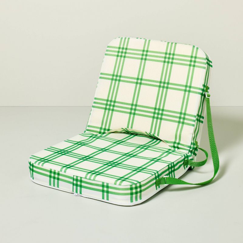 Tri-Stripe Plaid Adjustable Stadium Seat Green/Cream - Hearth &#38; Hand&#8482; with Magnolia, 1 of 5