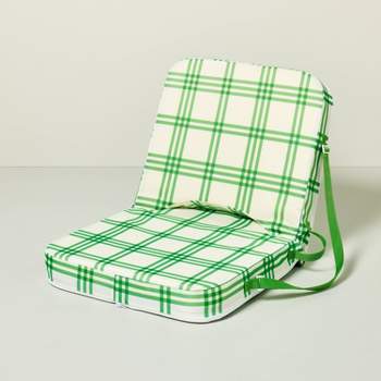 Tri-Stripe Plaid Adjustable Stadium Seat Green/Cream - Hearth & Hand™ with Magnolia