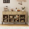 62" Large Buffet Cabinet with Storage, Sideboard with 3 Drawers and 4 Fluted Glass Doors, Coffee Bar Cabinet for Home, Kitchen, and Dining Room Use - 4 of 4