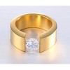 Wedding Band Ring for Men or Women 8mm Wide Gold Stainless Steel 1 Ct Cz Ginger Lyne Collection - 3 of 4