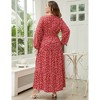 Clearlove Women's Plus Size V-Neck Long Sleeves A-Line Pleated Floor Length Formal Dress - 4 of 4