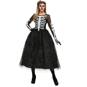 HalloweenCostumes.com Women's Skeleton Beauty Plus Size Costume - 1 of 2