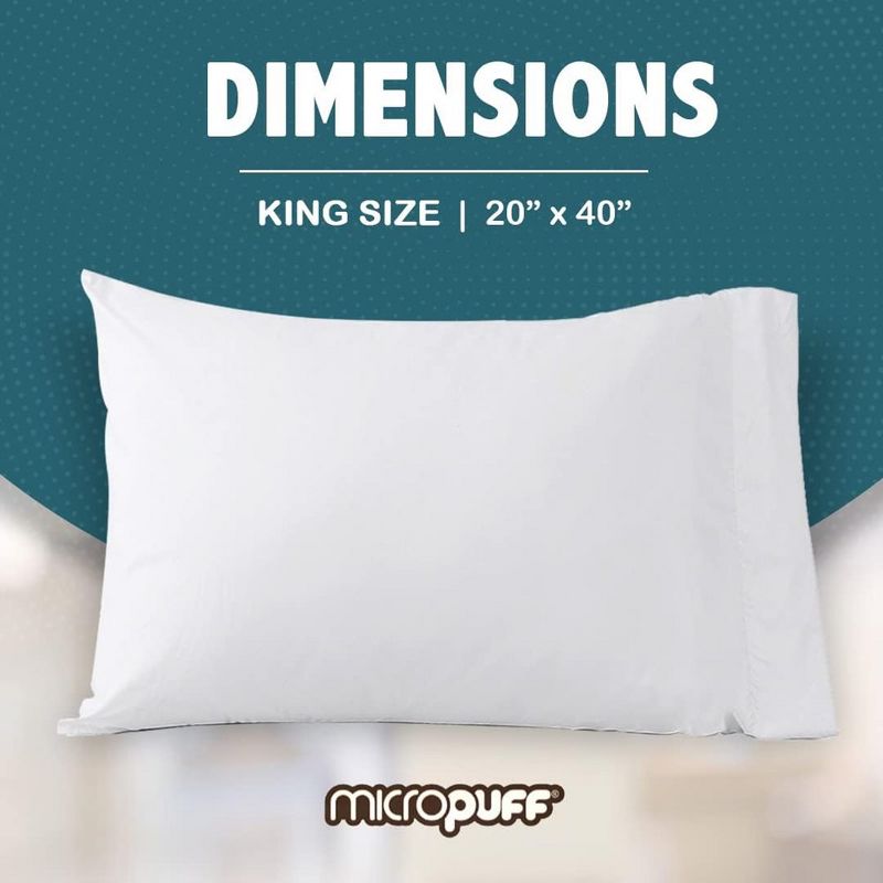 Micropuff Microfiber Hypoallergenic Pillow Cases – White (4 Pack), 5 of 9