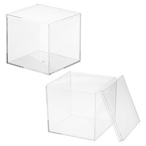 Unique Bargains Acrylic Cube Storage Collectible Display Boxes 2 Pcs Clear - 1 of 4