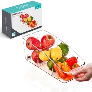 Sorbus Small Curved Clear Organizing Bin on Wheels with Dividers & Handles - for Kitchen Organization and Storage - 1 of 4