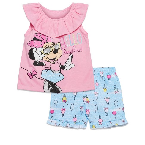 Mickey Mouse & Friends Minnie Mouse Toddler Girls Tank Top And Shorts  Pink/blue 4t : Target