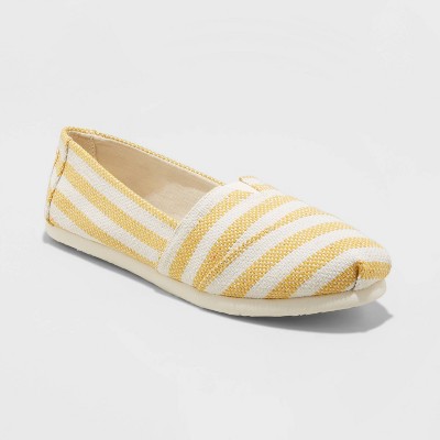 yellow canvas slip on shoes