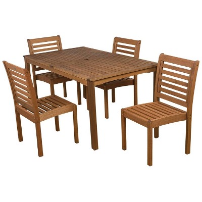 5pc Eucalyptus Wood Patio Dining Set - International Home Miami