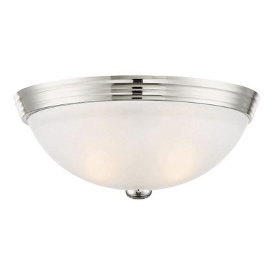 13" Warm Brass and White Etched Glass LED Flush Mount Light