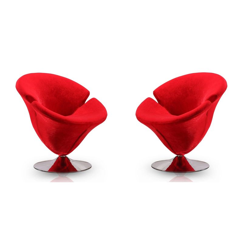 Set of 2 Tulip Velvet Swivel Accent Chairs - Manhattan Comfort, 1 of 9