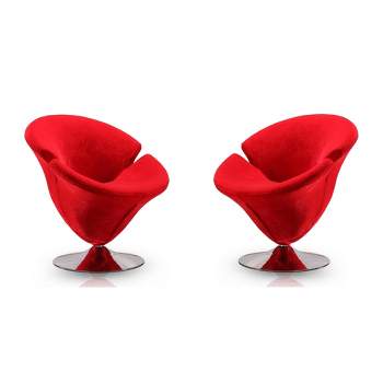 Set of 2 Tulip Velvet Swivel Accent Chairs - Manhattan Comfort