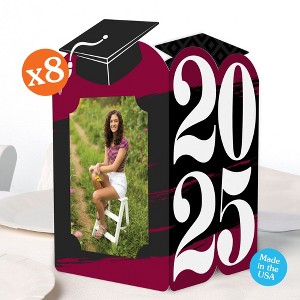Big Dot of Happiness Maroon 2025 Graduation Photo Holder Centerpieces, 4x6 Picture Display Box, Table Decoration Centerpiece for Burgundy Grad Party - 1 of 4