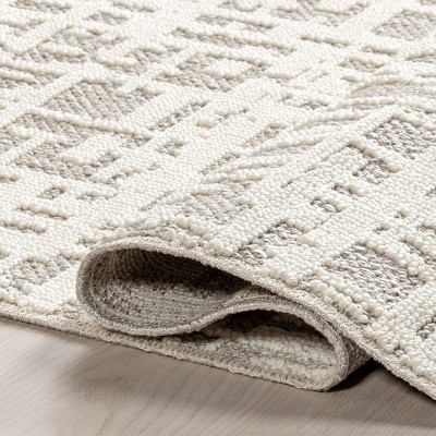 Amity Light Gray Abstract Washable Synthetic Area Rug