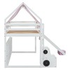 Sapphtopaz Loft Bed with Slide & Ladder,House-Shaped Bed Frame with Roof & Tent,Kids Wooden Loft Bed with Storage Rack for Boys&Girls - 4 of 4