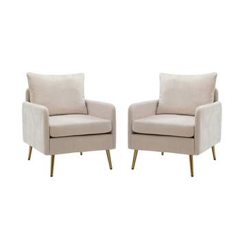Set of 2 Giovann Wooden Upholstered Accent Chair Comfy Armchair | Karat Home