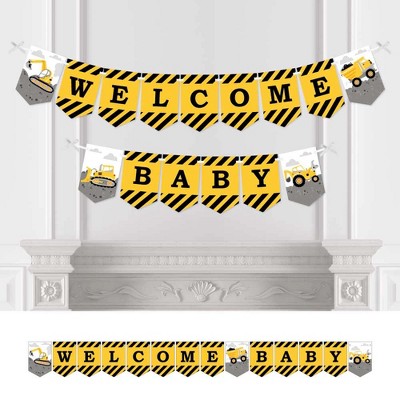 Big Dot of Happiness Dig It - Construction Party Zone - Baby Shower Bunting Banner - Party Decorations - Welcome Baby