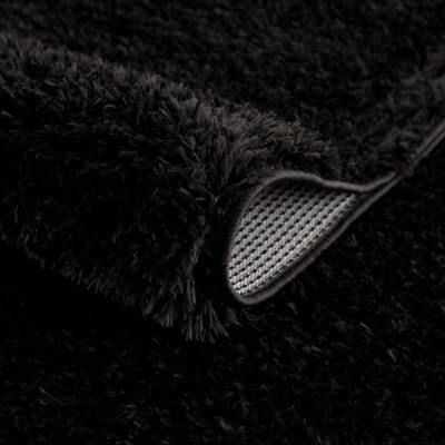 Hauteloom Black Plush Shag Washable 4' x 5'7" Rug