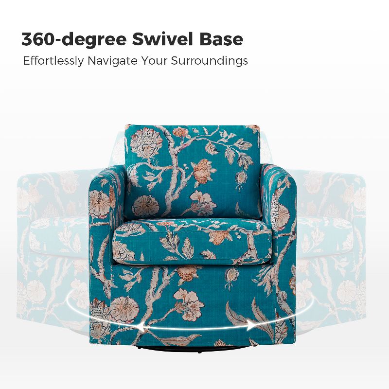 Cedric Modern Upholstered Slipcovered Swivel Chair Set of 2|HULALA HOME, 3 of 10