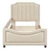 GustoWave 78.7'' x 41.3'' Daybed, Multifunctional Daybed with Stripe Shaped Headboard Low Platform Bed Frame, Dual-Use Daybed For, Beige - 3 of 4