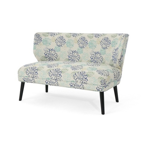 Desdemona Modern Farmhouse Settee Blue Floral Christopher Knight
