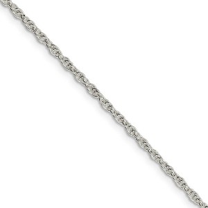 Black Bow Jewelry 2mm, Sterling Silver Solid Loose Rope Chain Necklace - 1 of 4