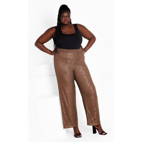 Plus Size Avery Sequin Pant - Bronze | City Chic : Target