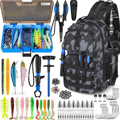 Fishing Backpack with Tackle Boxes, Waterproof Fishing Sling Tackle Bag For Fishing Gear With Rod Holder