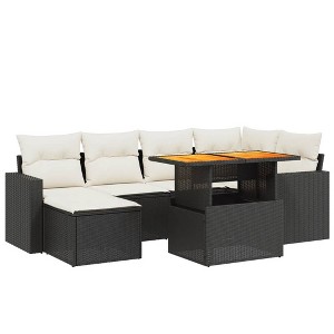 vidaXL Garden Sofa Set Black, Cream White - 1 of 4