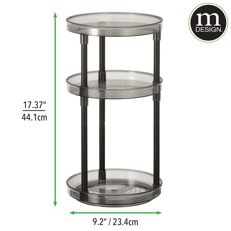 mDesign Spinning Tall 3-Tier Makeup Storage Center Tray, 3 of 5