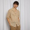 Campus Sutra Men Men's Canvas Beige Chevron-Knit Shirt - 3 of 4