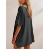 Imily Bela Womens Oversized Casual Summer Crew Neck Loose Dropped Short Sleeve Side Slit Hem Tunic Blouse Light - 4 of 4